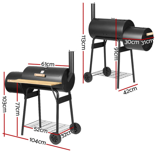 Grillz BBQ 2-In-1 Offset Charcoal Smoker