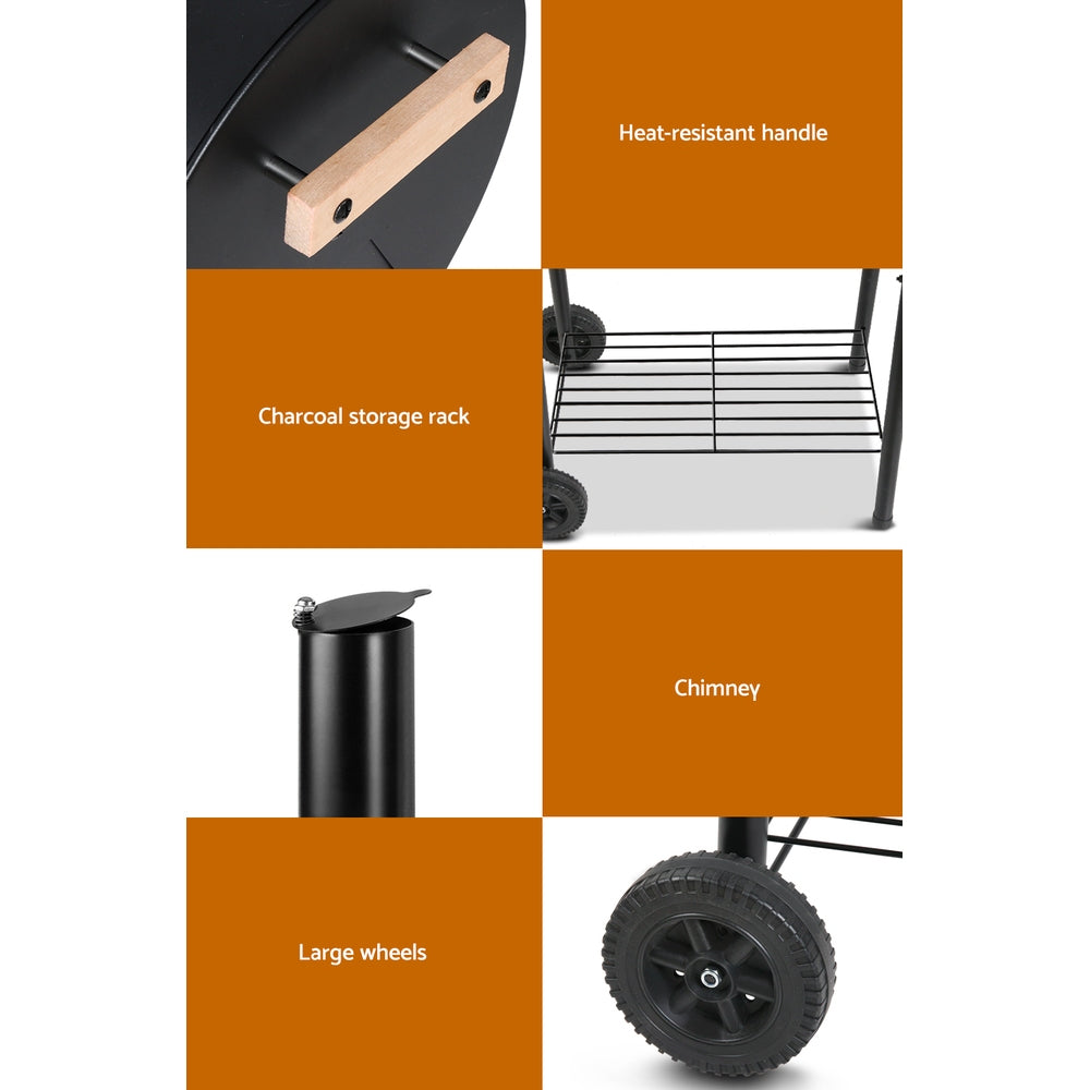 Grillz BBQ 2-In-1 Offset Charcoal Smoker