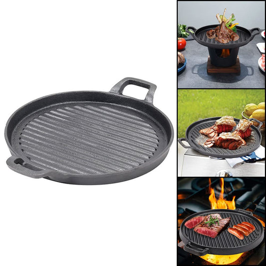 30cm Round Cast Iron Griddle Plate, BBQ Pan Cooking Griddle Grill