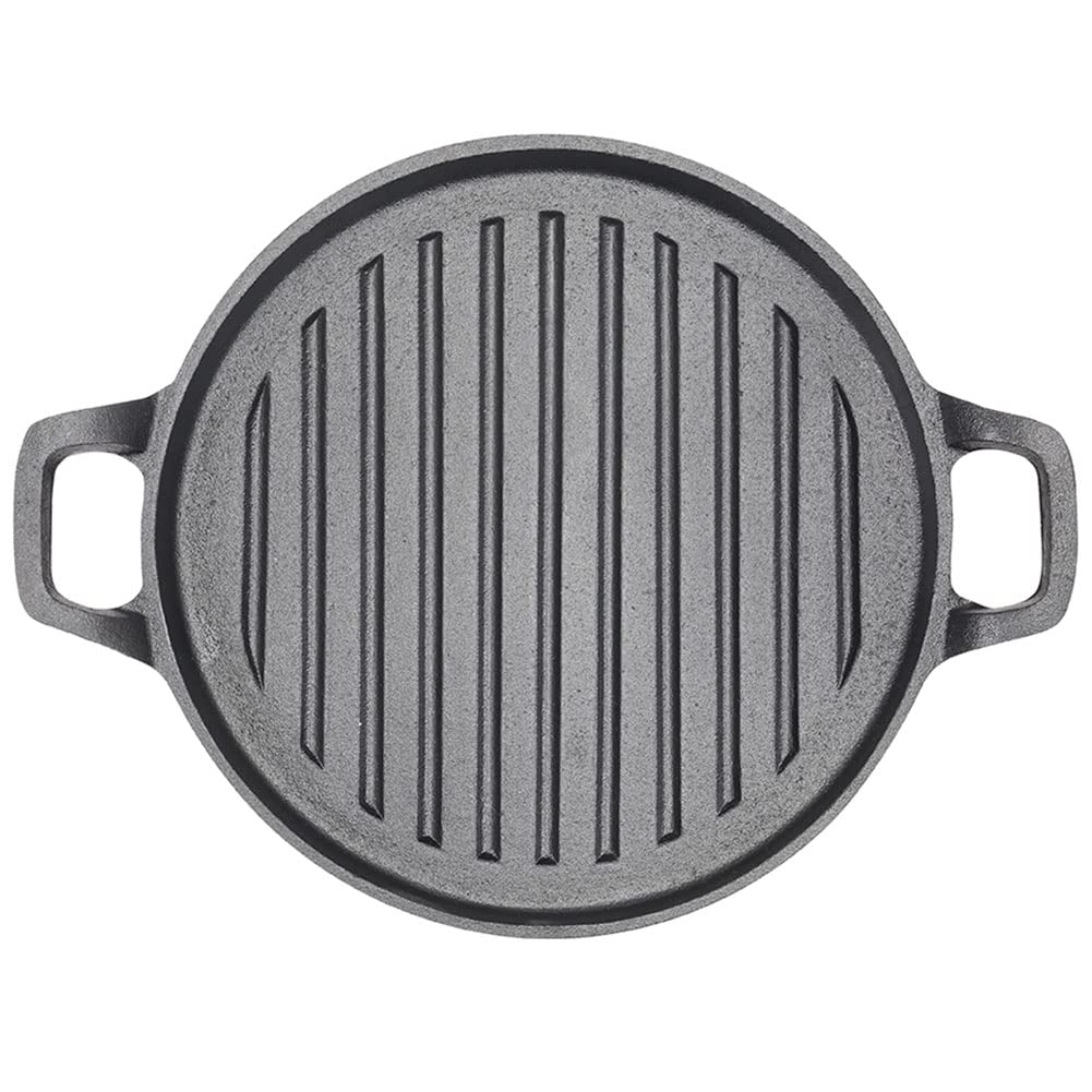 30cm Round Cast Iron Griddle Plate, BBQ Pan Cooking Griddle Grill