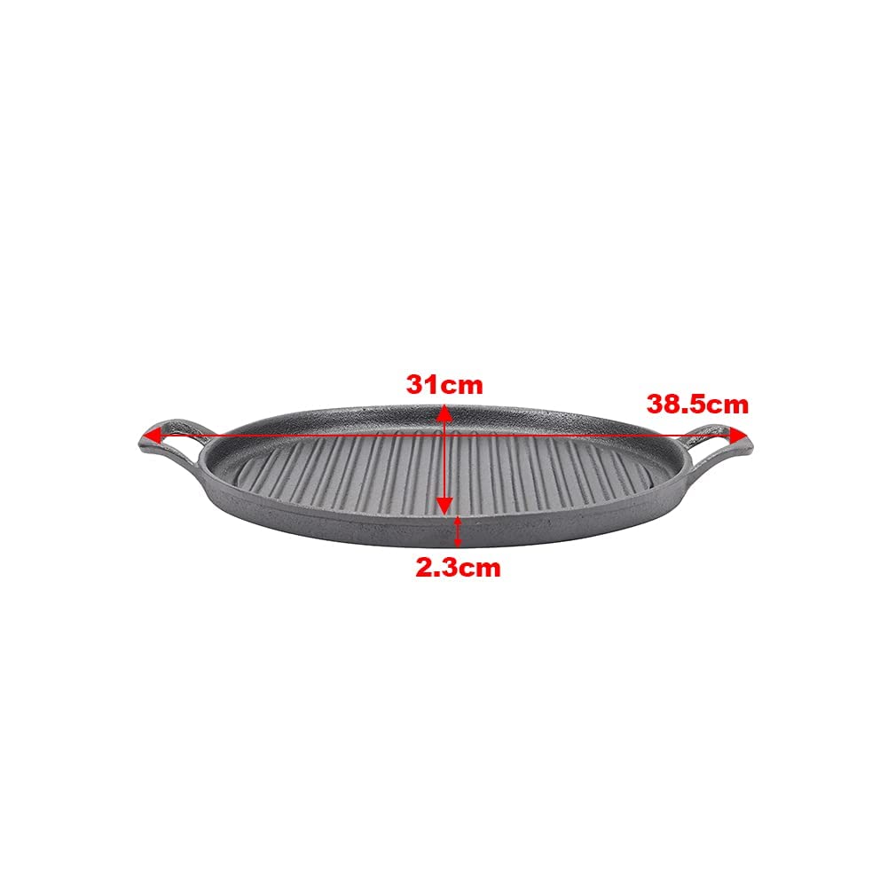 30cm Round Cast Iron Griddle Plate, BBQ Pan Cooking Griddle Grill