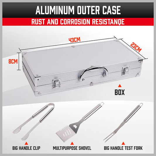 BBQ Tool Set -  18Pcs - Stainless Steel